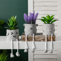 Nordic potted ornaments creative hanging feet doll fleshy simulation plant cactus fake green plant decoration indoor living room