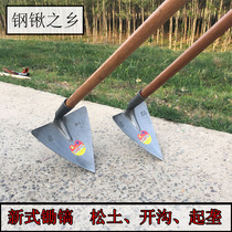 Large and small triangular pick tip hoe Gardening Ridge pine filling soil planing ditch Planting tools Wooden handle Nursery Steel road repair
