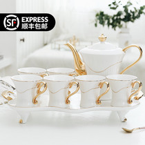 High-grade ceramic living room cup set European household coffee cup set tea set Tea Cup Cup Cup with tray gift box