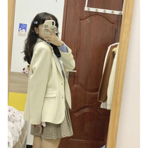 chic white suit jacket woman small child 2022 spring autumn Korean version advanced feel casual short and western suit jacket new