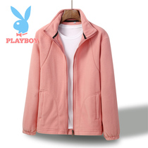 Playboy autumn and winter outdoor fleece couple fleece men and women thick stand collar walking coat warm cardigan