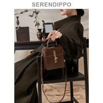 SERENDIPPO caramel cowhide crossbody original niche design advanced sense small bag bag 2021 new womens bag