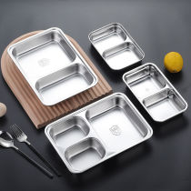 Student Cafeteria Dinner Plate Kindergarten 304 Stainless Steel Fast Food Tray Adult Terthick Round Trig Meal Pan Home Pan