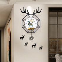 Nordic deer head fashion wall clock living room modern simple wall watch creative light luxury Net red quartz clock home clock
