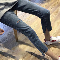  Summer straight jeans seven-point pants womens summer eight-point nine-point cigarette tube pants 2021 new spring and autumn womens pants thin section