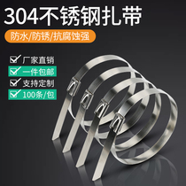 304 stainless steel cable tie self-locking metal 4 6MM room outdoor marine strap wire harness wire tie
