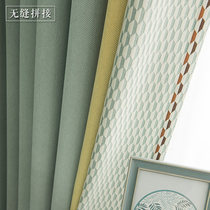 2021 New chenille seamless stitching curtain finished modern simple Nordic living room bedroom thick shade