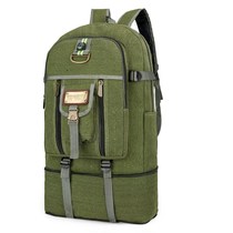 New outdoor 60-liter canvas mountaineering bag Super capacity backpack mens luggage backpack hiking light travel bag
