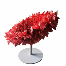 Nordic Creative GRP Profiled Swivel Petal Chair Personality Design Mesh Red Living Room Single Flower Leaf Casual Chair