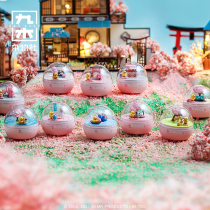 Jiumu sundries club cute B Duck cherry blossom town twisted music box blind box Cartoon Doll decoration gift