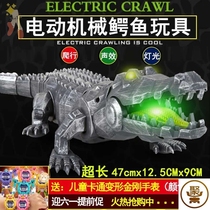 Childrens electric crocodile toy will walk glowing large simulation animal electric boy crawling mechanical crocodile