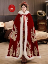 Wedding Xiuhe cloak Chinese style with Xiuhe clothing wedding bride 2022 warm winter red