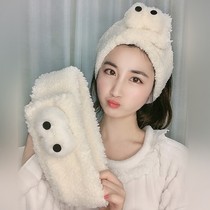 Japanese face wash hair tie no trace widened Velcro head hoop cute lamb hair home wash mask hair band