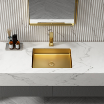 Zhuang steel golden light luxury stainless steel square basin embedded wash basin home toilet washbasin