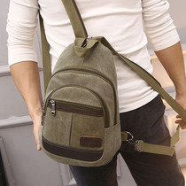 New mens chest bag Mens single shoulder inclined cross casual chest bag Han version Damp Canvas Man Backpack Dual-use Small Double Shoulder Bag