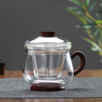 Yu Shu heat-resistant glass tea water separation cup Office cup Tea cup Large capacity filter flower tea cup cup with lid