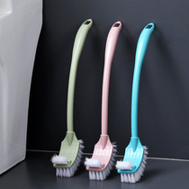 Thickened plastic long handle double-sided chamfered soft hair cleaning toilet brush Bathroom curved toilet brush Gap brush