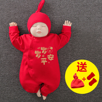 Newborn baby clothes autumn jumpsuit monk clothes newborn clothes 100 days of men and women Baby Full Moon clothing Red