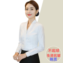 Flight attendant interview professional wear V-neck short-sleeved shirt female white China Southern Airlines stewardess uniform hotel front desk overalls summer