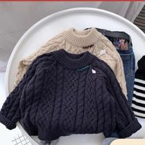 Men and women small and medium children Korean ins winter knitted top base shirt twist thick personality sweater coat tide