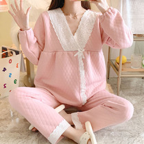 Month clothes Autumn and winter cotton postpartum thickening feeding pregnant women pajamas October 9 spring and autumn nursing clothes Home clothes