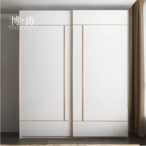 Light luxury sliding door wardrobe white Nordic 1 6m1 8m sliding door small apartment modern simple large wardrobe customization