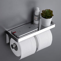 Toilet paper mobile phone holder 304 stainless steel toilet toilet roll paper holder wall-mounted non-perforated tissue box