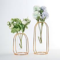 ins Nordic hanging glass test tube iron art hydroponic metal flower holder floral home desktop decoration pendulum