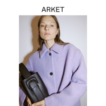 ARKET womens wool blend short beaded woolen coat lilac purple 2021 Winter new 1008962001