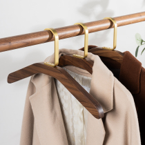 Black walnut wooden hanger brass solid wood clothes hanging clothes support retro home wooden clothes hanging bedroom hotel B & B