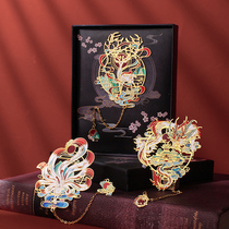Retro metal hollow bookmarks Classical Chinese style students with filling color craft creative classical style exquisite gifts exquisite literary birthday gifts stationery hipster tassel pendant Student Book clip