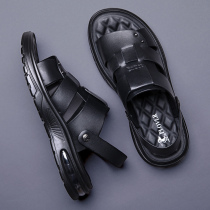 Genuine leather sandals mens outside wearing 2022 Summer new anti-slip and anti-wear and abrasion resistant beach shoe men 100 hitch casual cool slippers
