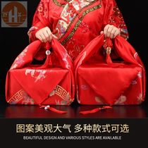 Wedding bride preparation supplies Creative baggage leather festive dowry package Red cloth color dragon and phoenix maiden exquisite tide