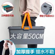 Mop bucket rectangular household single bucket sponge mop bucket with drainage plastic thickened balcony toilet floor basin
