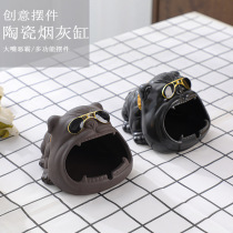 Ashtray Home Living Room Personality Trend Fashion Ceramic Windproof Fly Ash Animal Ashtray Optional Gift Box