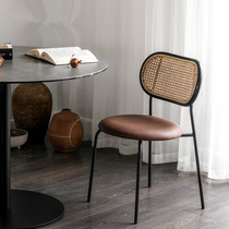 Nordic Rattan dining chair Simple desk chair Leisure coffee chair Bed and breakfast Wrought iron modern home restaurant backrest chair