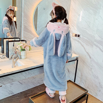 Childrens pajamas coral velvet autumn and winter thickened girls plus velvet flannel Baby Home clothing set