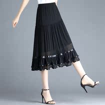 New medium and long skirt high waist slim pleated skirt size mother dance skirt big set size mother dance skirt