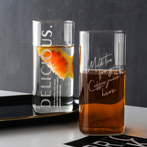 Nordic ins Wind High Borosilicate heat-resistant glass straight cup water cup milk drink cup cold cup creative teacup