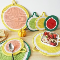 New products Home Kitchen Table Fruit Series Round Cotton Rope Woven Dining Cushion Disc Cushion Heat Insulation Mat Cup Cushion Pan Cushion