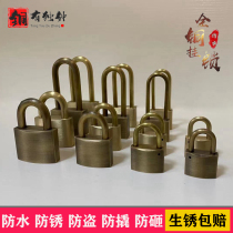 Copper lock padlock Pure copper door padlock Old-fashioned waterproof padlock Full copper anti-theft lock through and open retro long beam lock