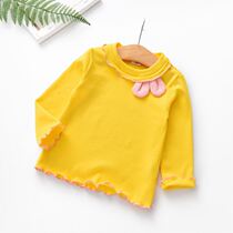 Girls long-sleeved bottoming shirt autumn new products childrens fungus edge top t-shirt cute girl baby bunny ears T-shirt
