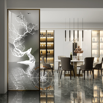 Modern art glass partition into the porch living room toilet wet and dry area screen tempered frosted and transparent customized