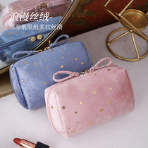 New cosmetic bag flannel hand bag ins Wind portable cosmetics storage bag go out portable net red cosmetic bag