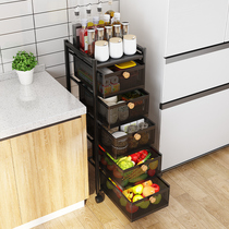 Kitchen basket floor-to-floor multi-layer storage rack can be pulled and breathable slit storage cabinet vegetable and fruit shelf