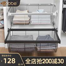 Wardrobe basket storage basket storage basket cloakroom drawer West pants rack pull-out pants drawing rack household storage push-pull telescopic basket