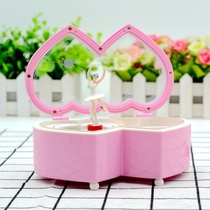 B boutique stationery shop Creative home gifts double peach heart dancing girl music box Jewelry makeup take-up box