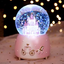 Dream Castle girl Snowflake Crystal Ball Music box Rotating music box Children girl birthday gift Christmas
