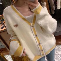 Urban sexy beauty f net red autumn and winter wear womens sweater cardigan coat 2020 New lazy style Korean V collar