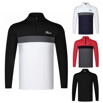 Autumn and winter new golf clothing mens zipper Jersey sports outdoor long sleeve T-shirt polo shirt breathable quick drying